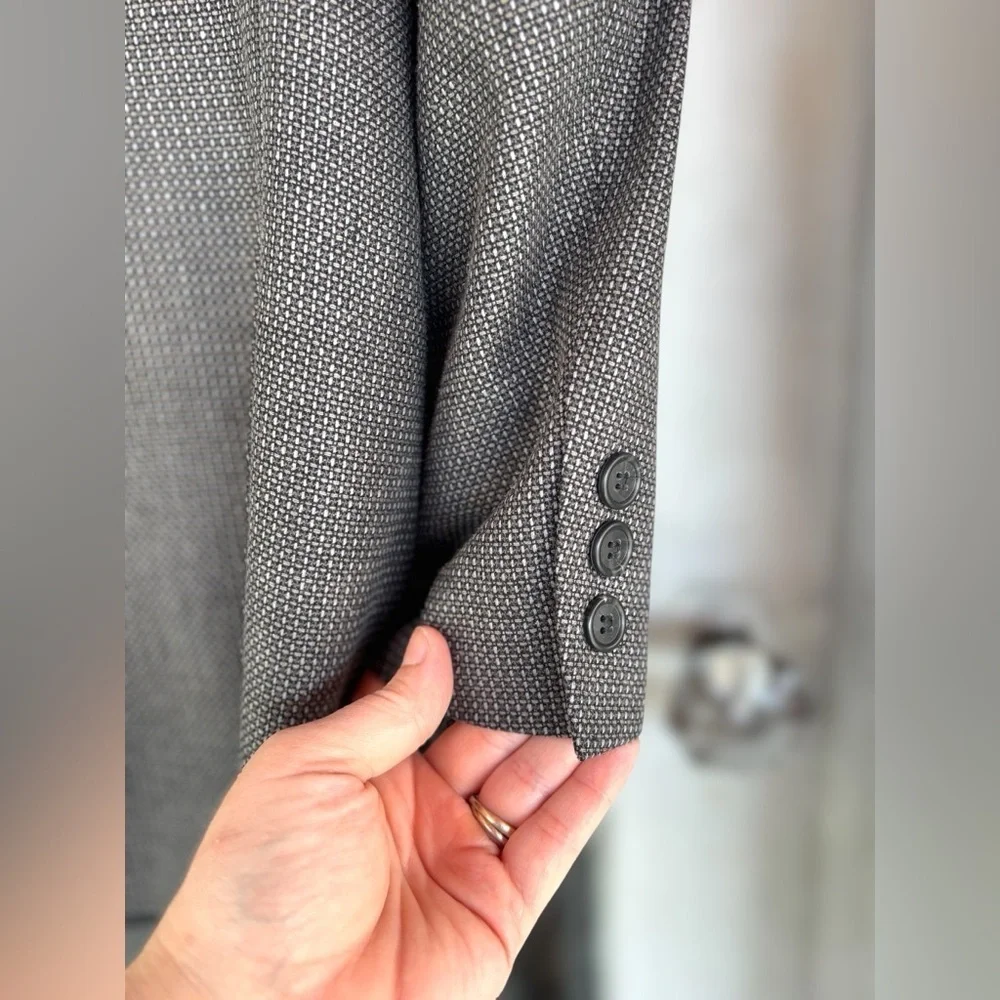 Hardy Amies Lana Seta Men's 44R Gray Glen Check Silk Wool Blend Sport Jacket